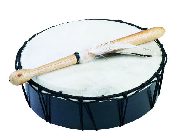 SMALL CEREMONIAL DRUM WITH STICK