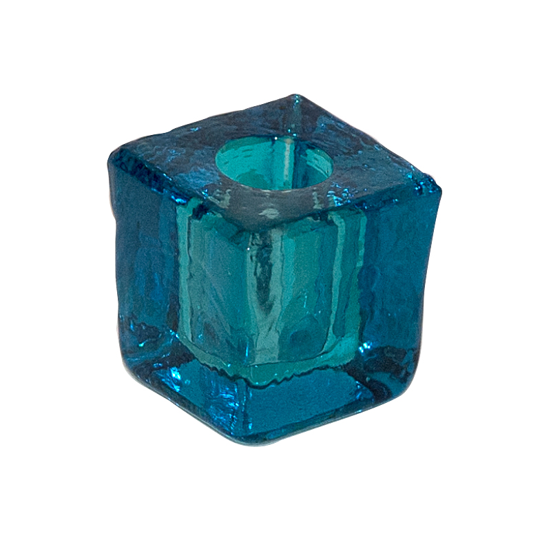 TURQUOISE GLASS MINI-CANDLE HOLDER