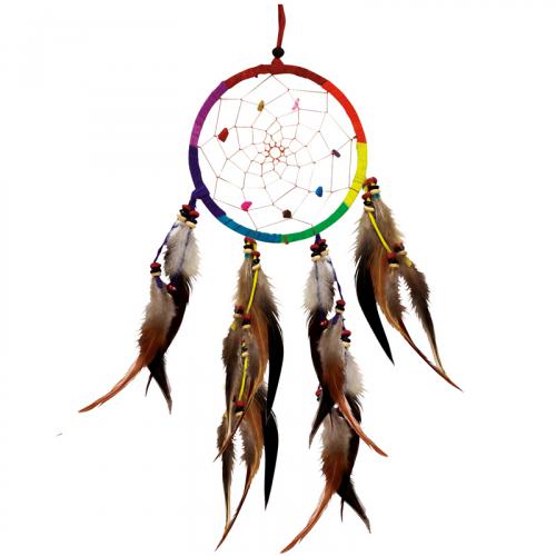 SINGLE RAINBOW DREAMCATCHER WITH CRYSTALS