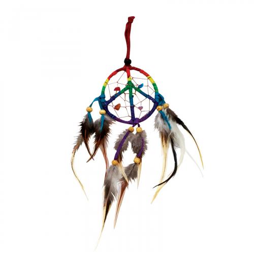 SINGLE RAINBOW PEACE DREAMCATCHER WITH CRYSTALS