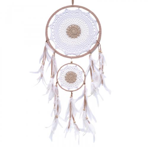 BROWN SUEDE AND WHITE CROCHET DREAMCATCHER