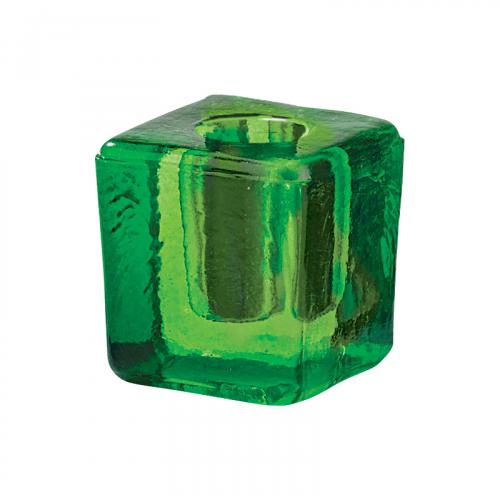 GREEN GLASS MINI-CANDLE HOLDER