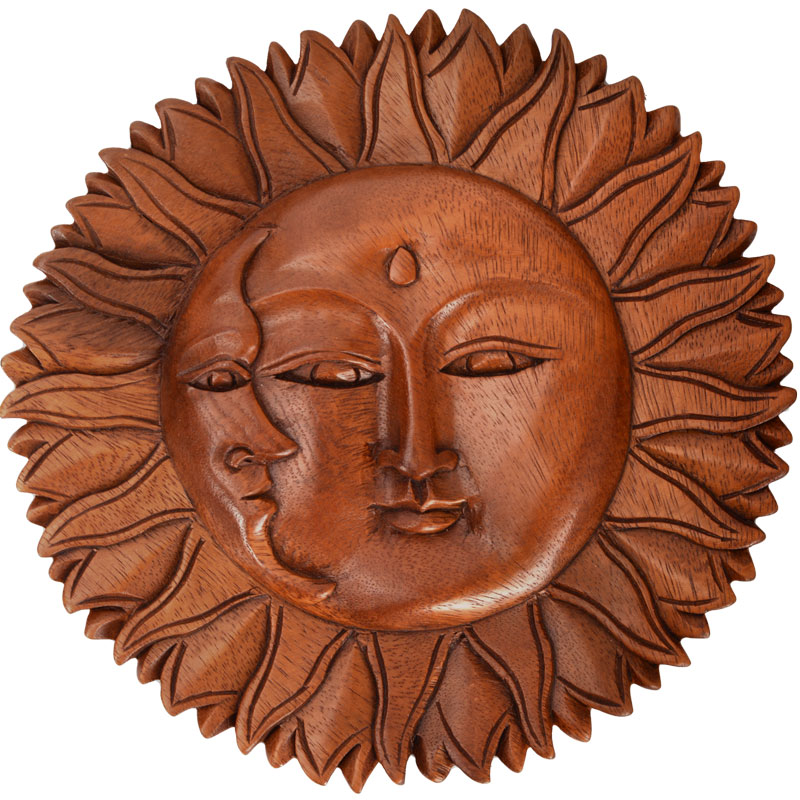 SUN/MOON WOOD PLAQUE 8 INCHES