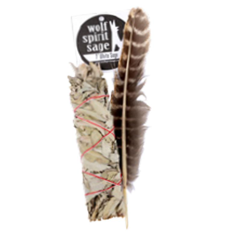 SMUDGING STICKS WITH BARRED TURKEY FEATHER