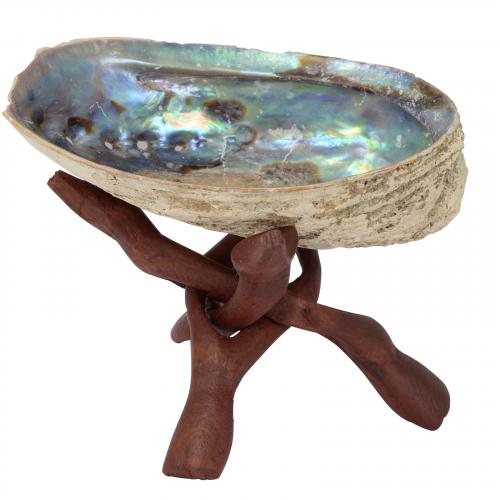 WOOD STAND FOR ABALONE SHELL