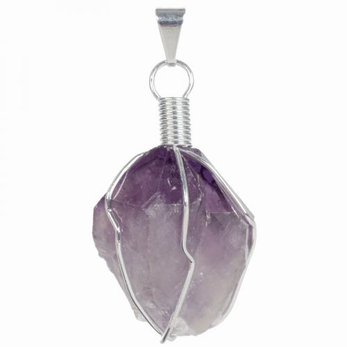 AMETHYST WIRE WRAPPED CRYSTAL PENDANT