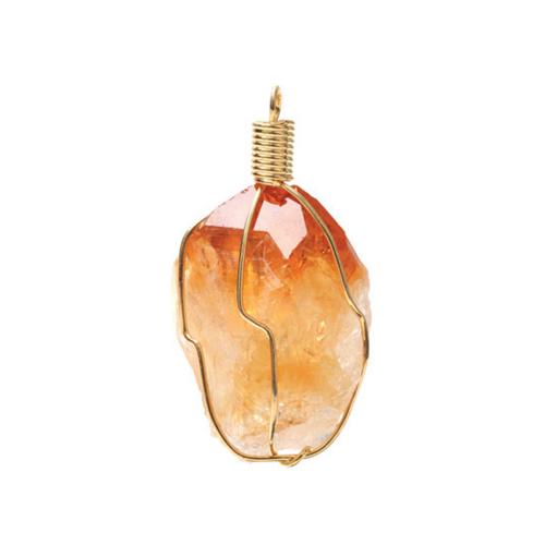 CITRINE WIRE WRAPPED CRYSTAL PENDANT