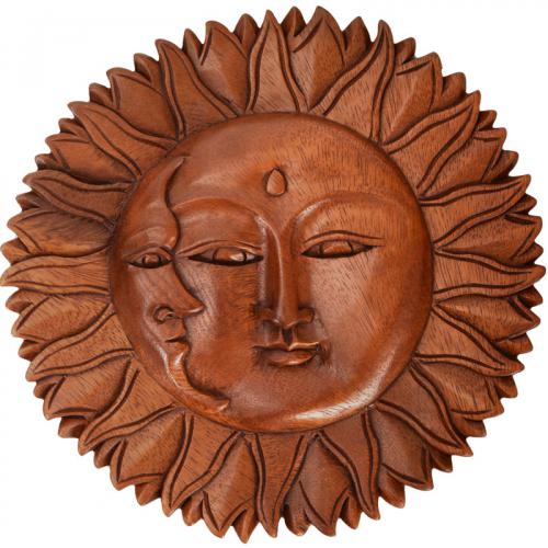 SUN/MOON WOOD PLAQUE 8 INCHES