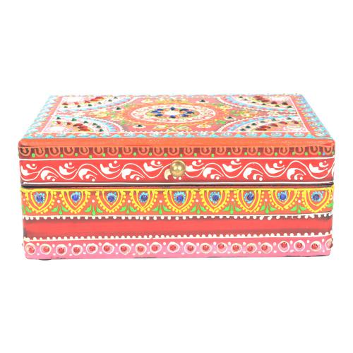 HAND PAINTED WOODEN BOX RED