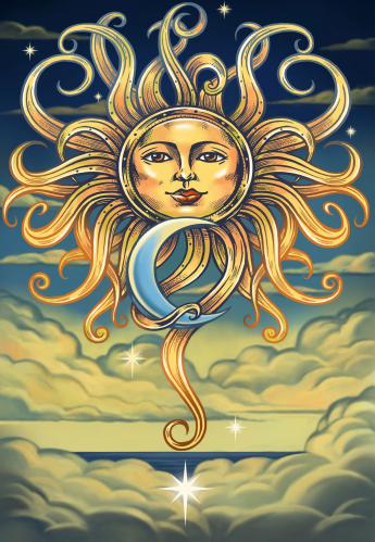 INTERTWINED SUN AND MOON TAPESTRY